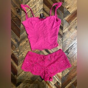 Pink Lace Camisole and Shorts Set